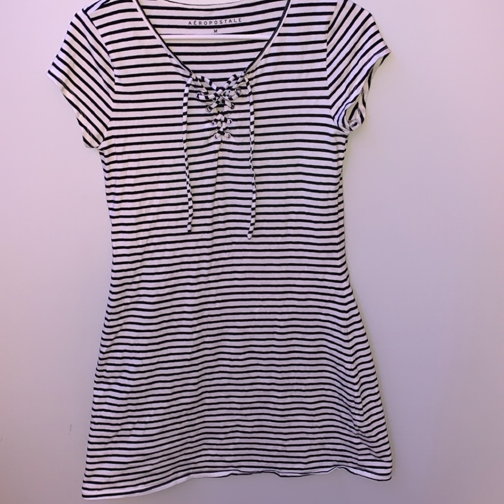 black and whit stripped dress